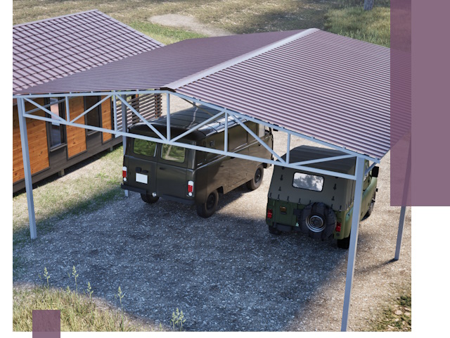 Двускатные навесы под ключ в Александрове — изготовление и монтаж